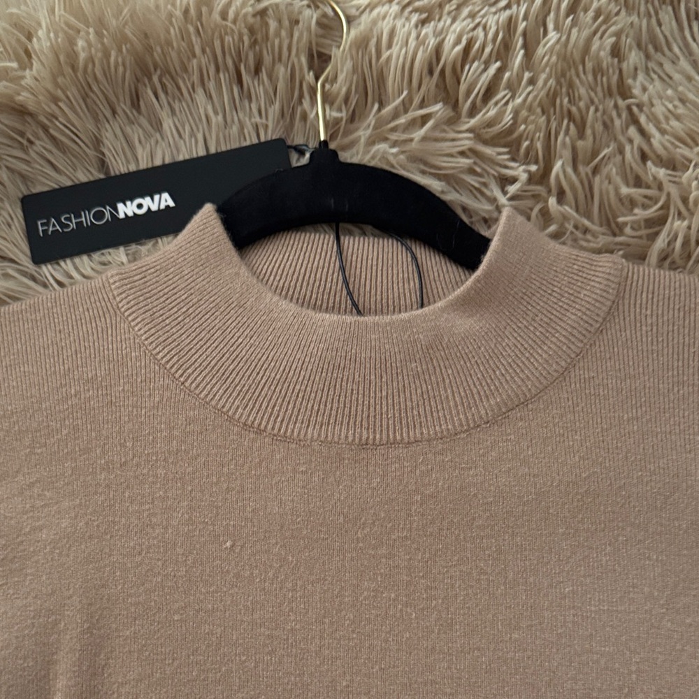 Fashion Nova Tan Crew Neck Sweater and matching pants - Picture 2 of 5
